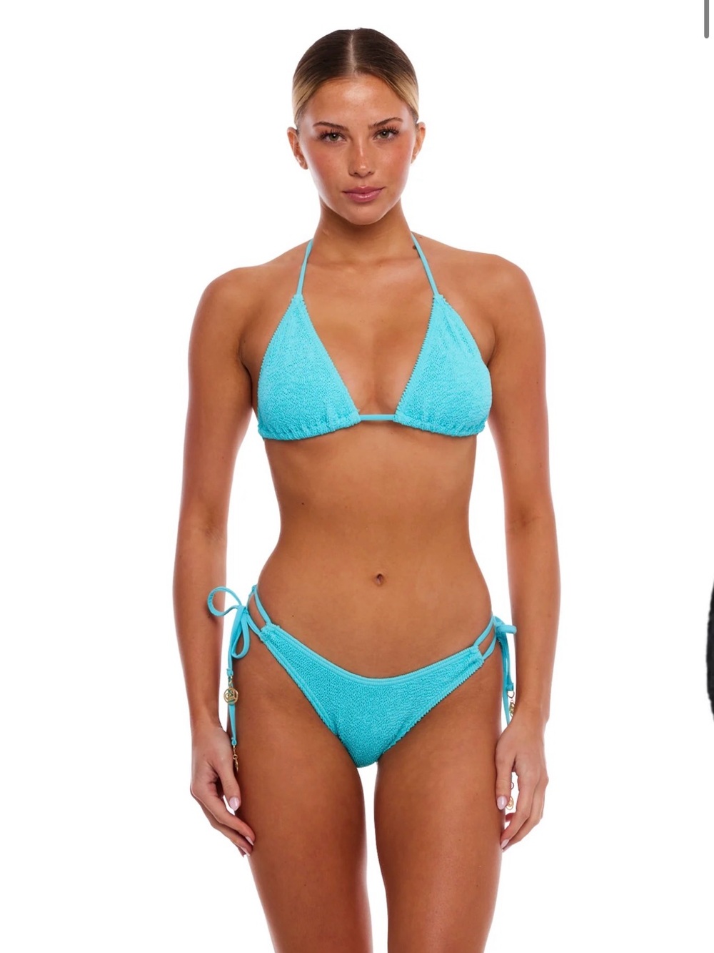 Love & Bikinis Jamaica Triangle Strings Bikini Set - Blue One Size